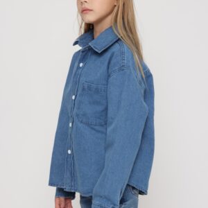 חולצת ג׳ינס אוברסייז לילדות - 3-4Y