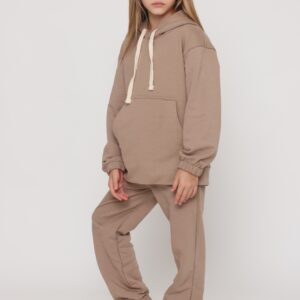 חליפת פוטר קלאסית עם קפוצון בצבע בז טבעי - 9-10Y