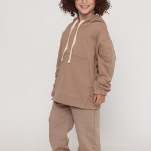 חליפת פוטר קלאסית עם קפוצון בצבע בז טבעי - 6-7Y