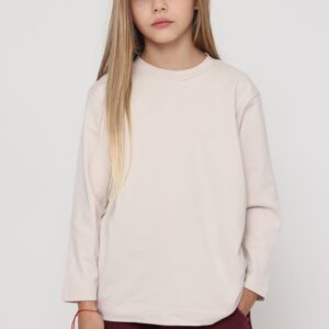 טי שירט קלאסית שרוול ארוך לבן ורדרד - 5-6Y