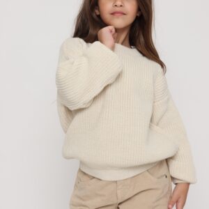 סוודר אוברסייז בגוון טבעי - 5-6Y