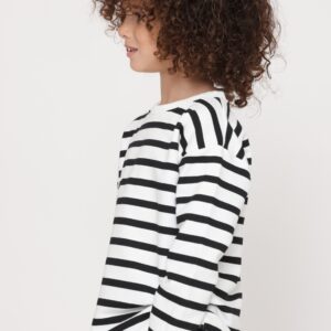 חולצת פסים קלאסית בצבע שחור לבן - 5-6Y