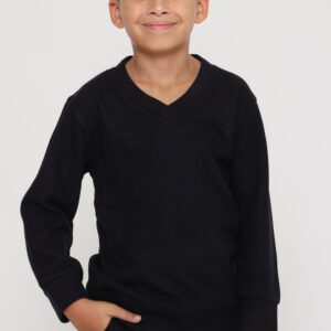סווטשירט v קלאסי שחור לילד - 6-7Y