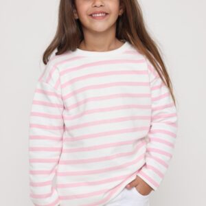 חולצת פסים קלאסית בצבע ורוד לבן - 3-4Y